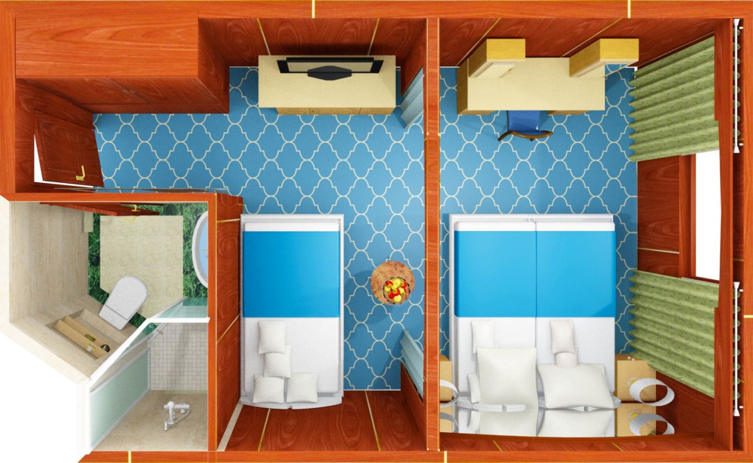 Си Спирит – судно премиум-класса. Каюты Трехместные-схема ||9