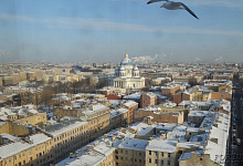 Гостиница Азимут 4* в СПБ, вид сверху на Петербург