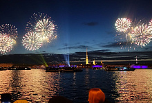 Салюты и фейерверки на праздник ВМФ в Петербурге