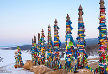 Остров Ольхон зимой, крупнейший остров озера Байкал. Сибирь